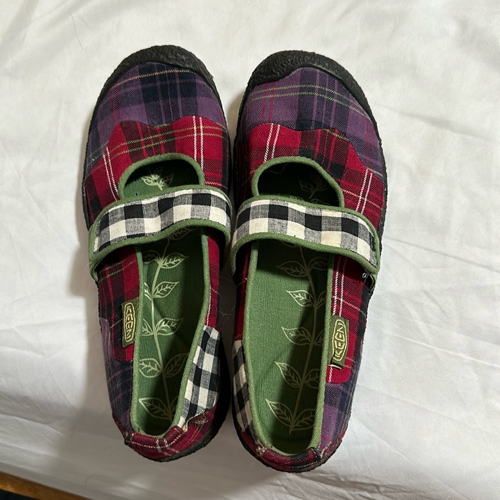 Keen Plaid Buffalo Check Patchwork Maryjane Flats
